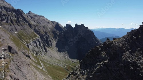 Europe, Italy , italian Alps San Domenico di Varzo - Drone aerial mountains view  during the summer without snow - arrive in the top of the mountain photo