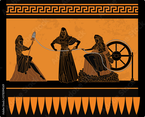orange and black greek mythology three Moirai