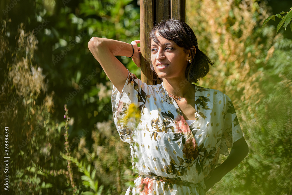 beautiful woman in a park beautiful woman in a park