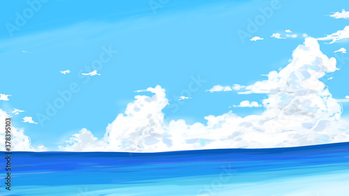 入道雲と海