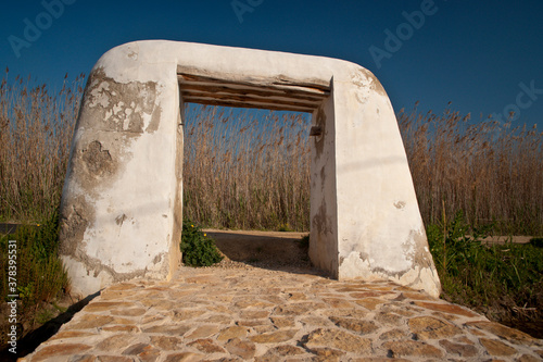 Portales de Feixa y canales de riego de origen musulman. Prat de Ses Monges.Ibiza.Balearic islands.Spain. photo