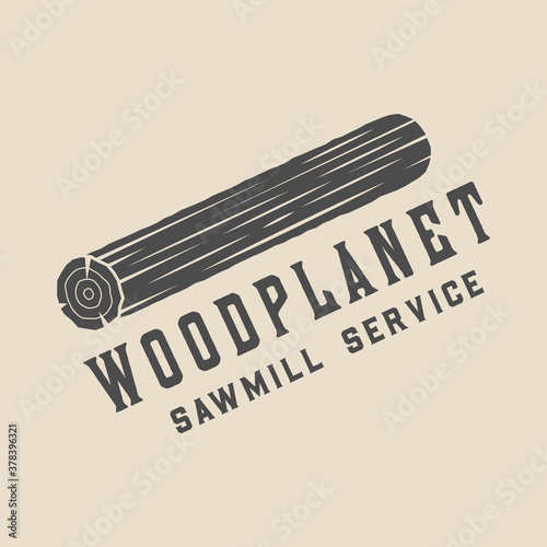 Vintage retro woodwork lumber carpentry emblem, logo, badge, label or mark. Can be used like poster or print. Monochrome Graphic Art. Vector Illustration..