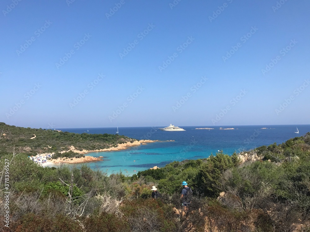 bay and yacht in costa smeralda, sardinia, italy