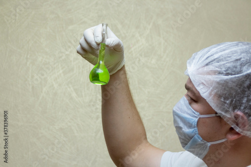 scientist working in laboratory syringe