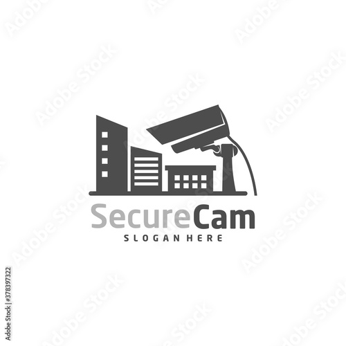 CCTV Camera With City Logo Design Vector Template, Logo Concept, Symbol, Icon