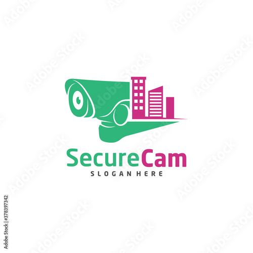 CCTV Camera With City Logo Design Vector Template, Logo Concept, Symbol, Icon