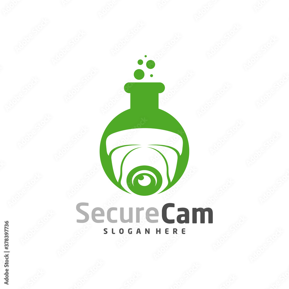 CCTV Camera With Lab Logo Design Vector Template, Logo Concept, Symbol, Icon CCTV Camera With Lab Logo Design Vector Template, Logo Concept, Symbol, Icon
