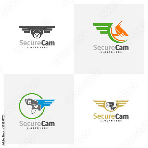 Set of CCTV Camera Logo Design Vector Template, Logo Concept, Symbol, Icon