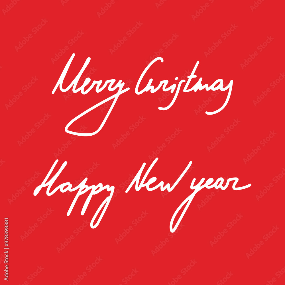 Beautiful text design of Merry Christmas and happy new year on red color background. vector illustration