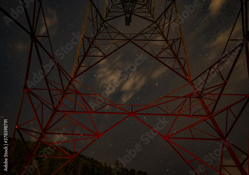 pylon at night