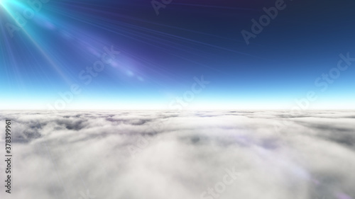 Above clouds sun ray, 3d rendering © aleksandar nakovski