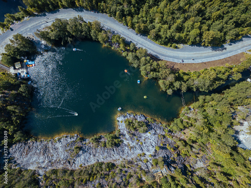 Aerial view of Montferran lake in Ruskeala Mountain Park photo