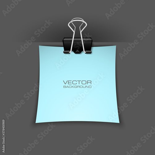 Clothes peg office. Clerical pin for paper background. Office clip with paper sticker. Clerical clerk with paper sheet