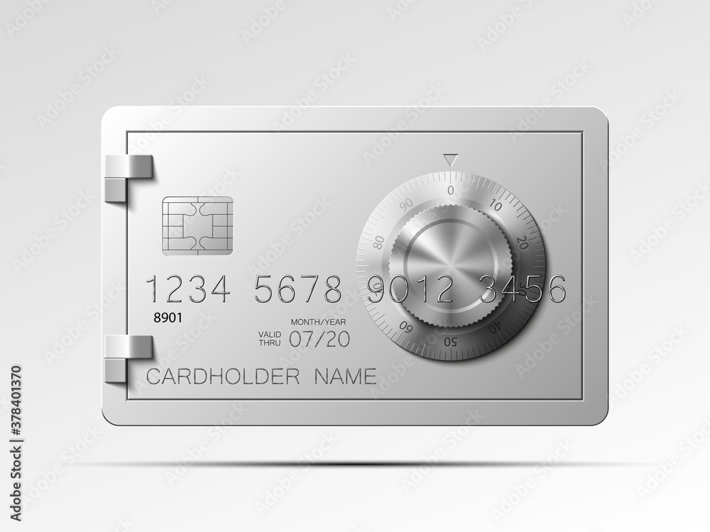 Realistic credit card template with code lock online payments security concept illustration Realistic credit card template with code lock online payments security concept illustration