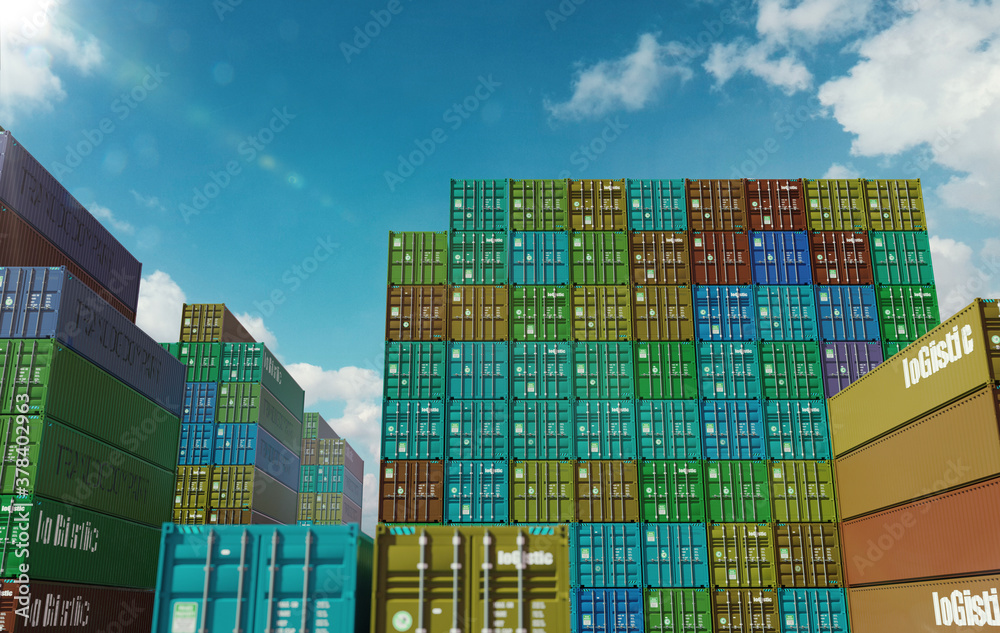 Fototapeta premium shipping containers at sunny day 