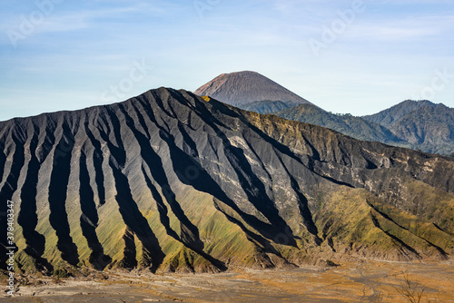 Pattern of mountain range wave surface in Tengger caldera. This mountain range is part of Tengger massif in Bromo Tengger Semeru National Park. Beautiful landscape volcano in East Java  Indonesia.