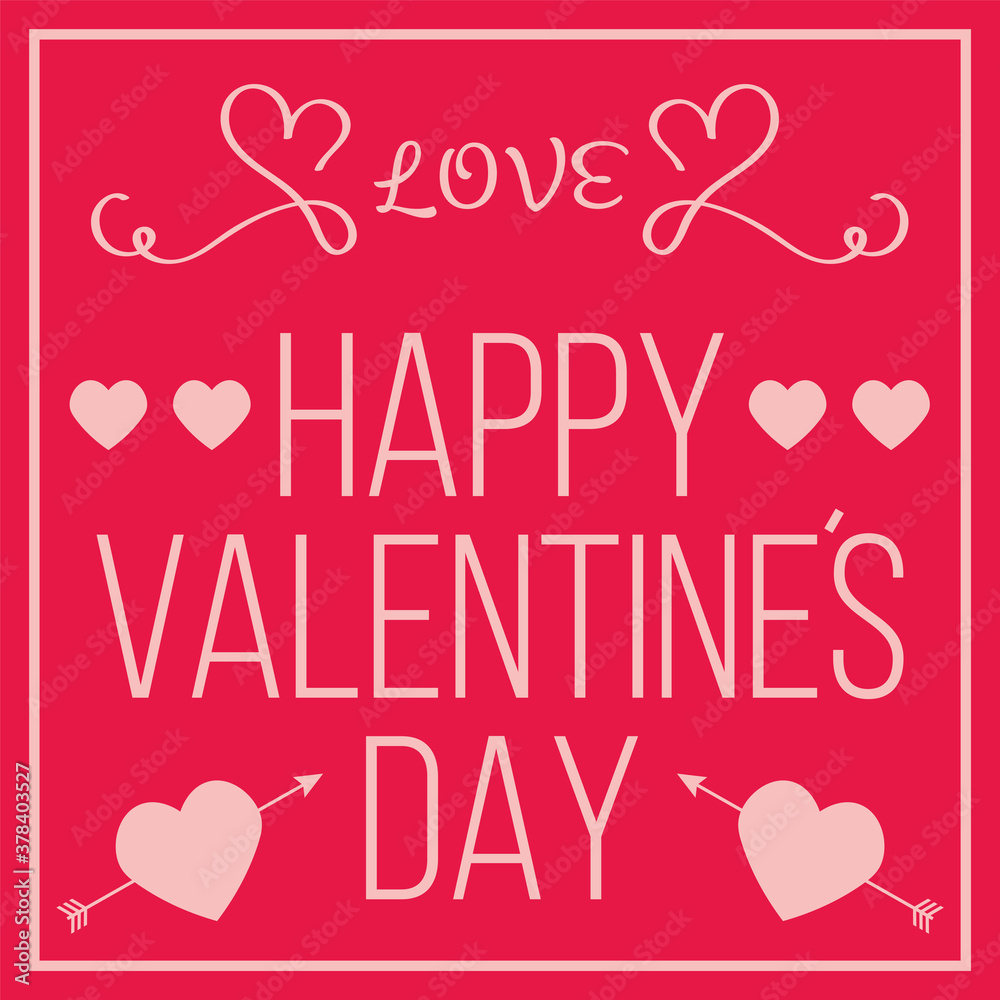 Vector Happy Valentines Day Vintage Card With Lettering