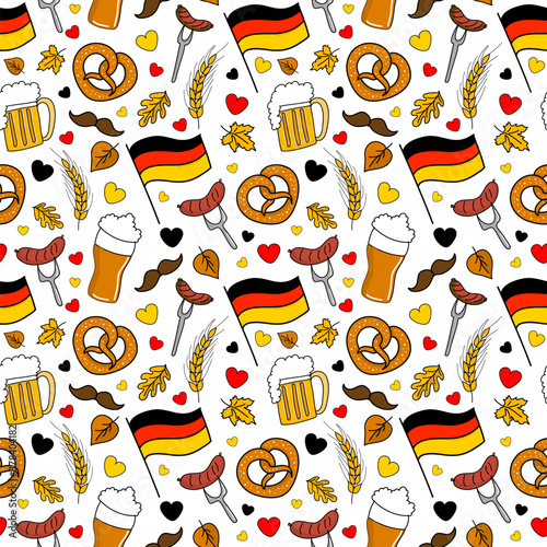 Oktoberfest beer festival seamless pattern. vector illustration