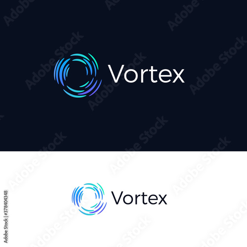 Dynamic spinning circle, logo template for businesses and startups. Abstract logo with blue vortex, twisting logo, twisting letter O, tornado vector icon