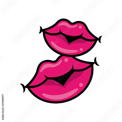 Pop art mouths closed fill style icons