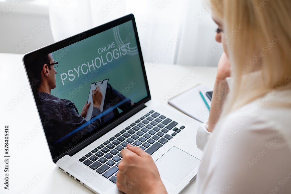 Close up online consultation with doctor on computer, video call consulting with male using laptop, healthcare concept Close up online consultation with doctor on computer, video call consulting with male using laptop, healthcare concept