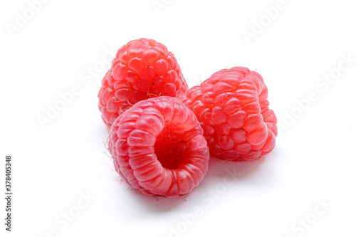Red Raspberries isolated on white background