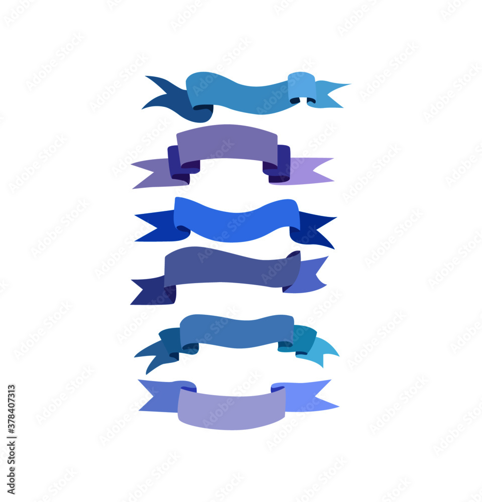 Cartoon ribbon set vector illustration. Banner ribbon vector set