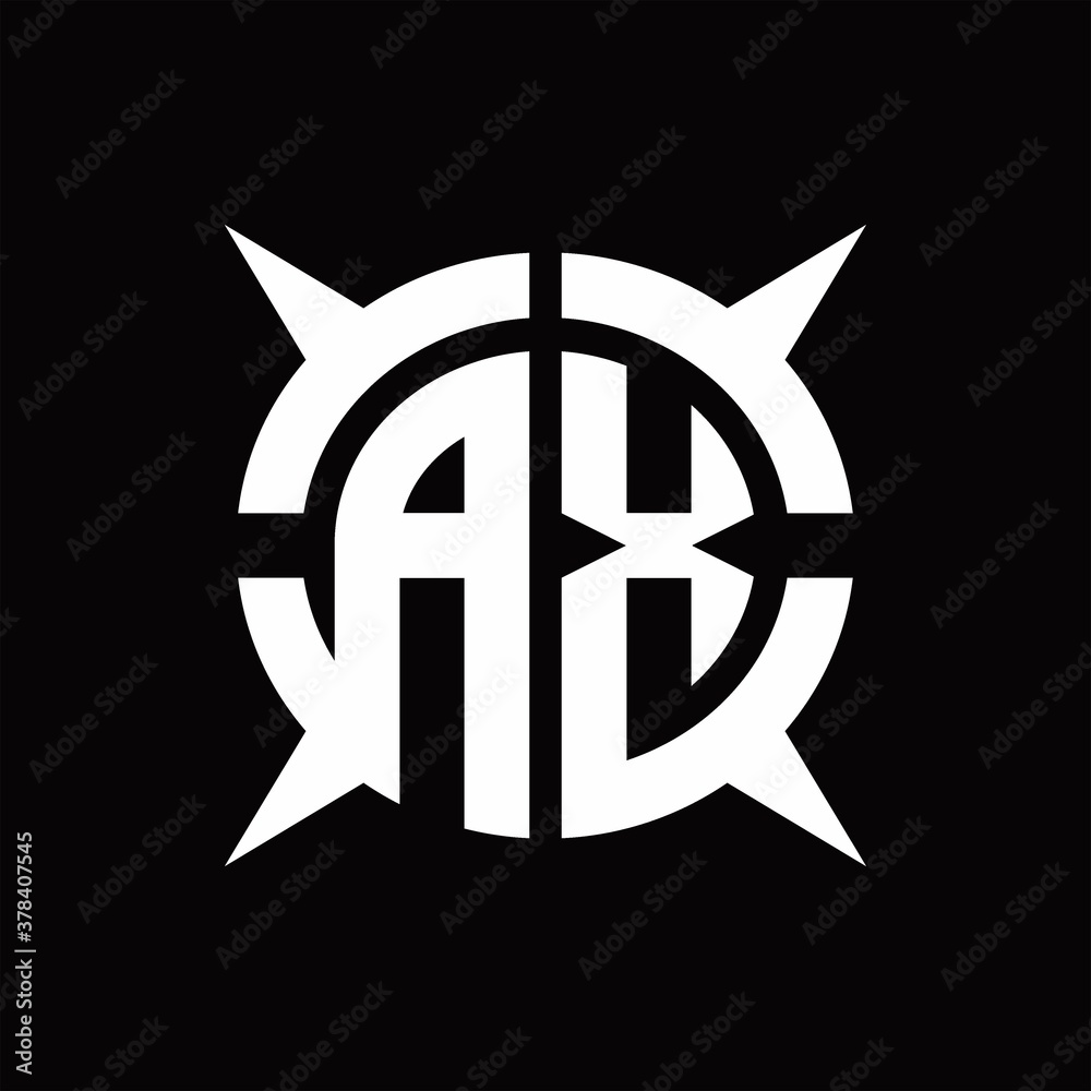 AX Logo monogram with four pieces circle slice design template AX Logo monogram with four pieces circle slice design template