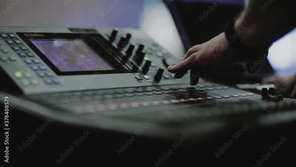 close up of audio visual desk close up of audio visual desk
