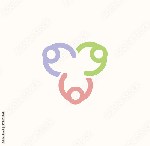 Group of people holding hands vector logo, cooperation, collaboration and cooperation abstract symbol. Logotype of people united together, logo for business and startup
