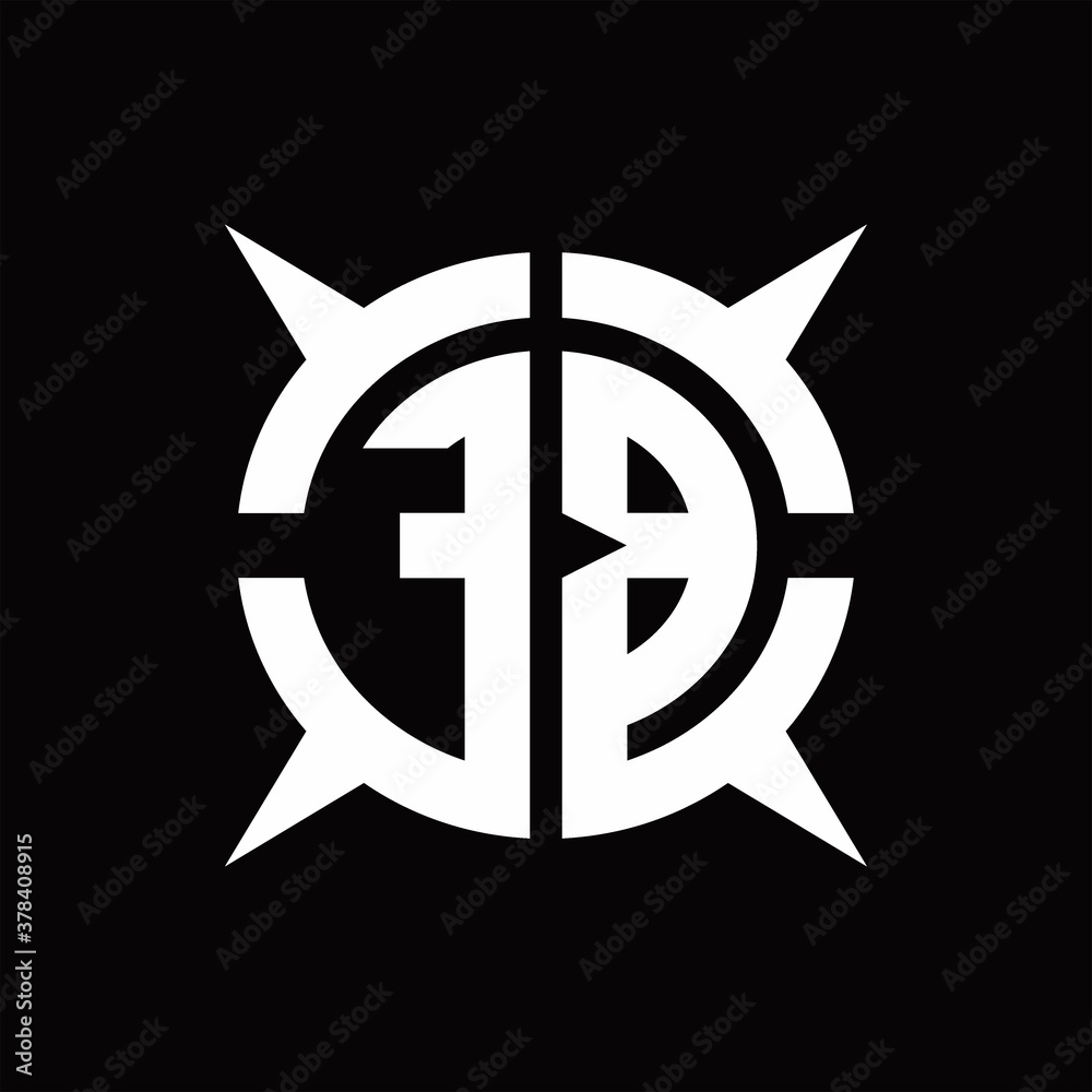 FB Logo monogram with four pieces circle slice design template FB Logo monogram with four pieces circle slice design template