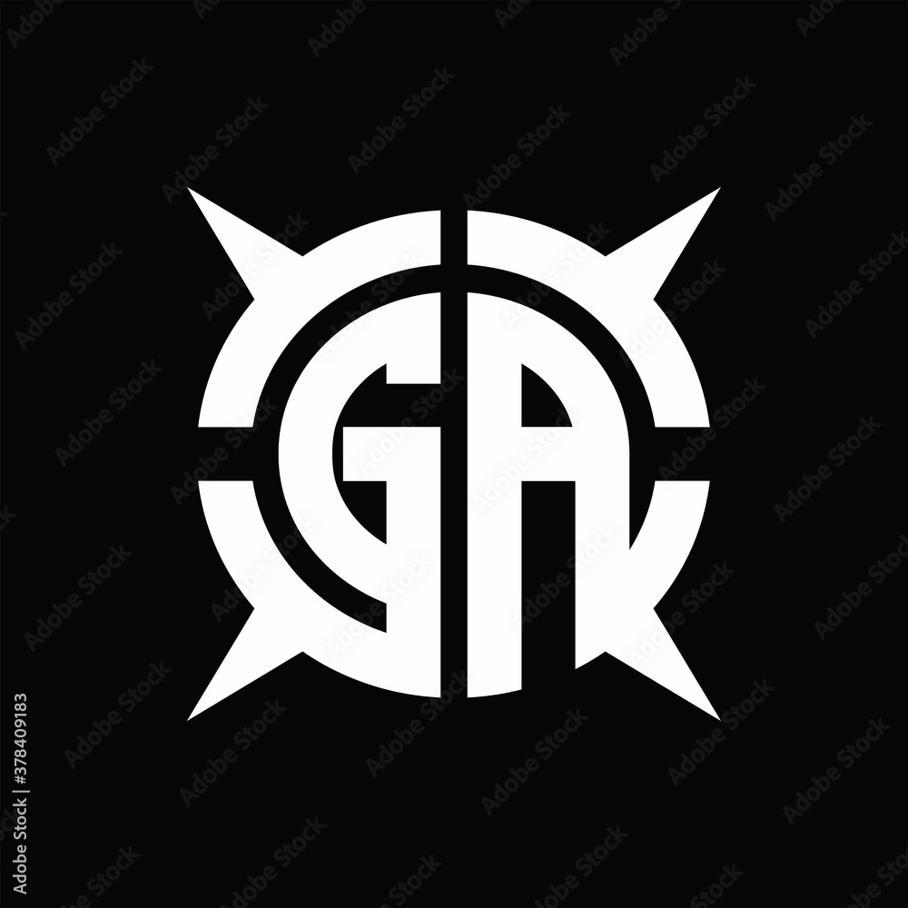 GA Logo monogram with four pieces circle slice design template GA Logo monogram with four pieces circle slice design template