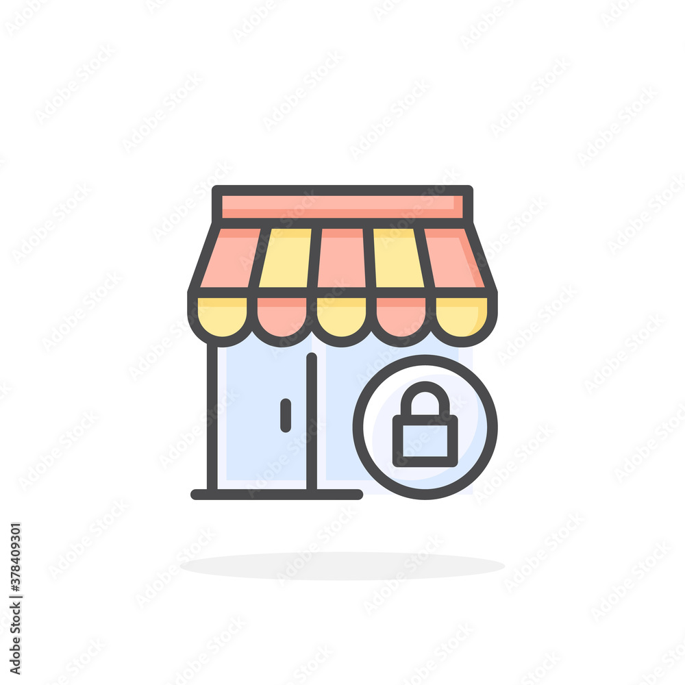 Shop closed icon in filled outline style. Shop closed icon in filled outline style.