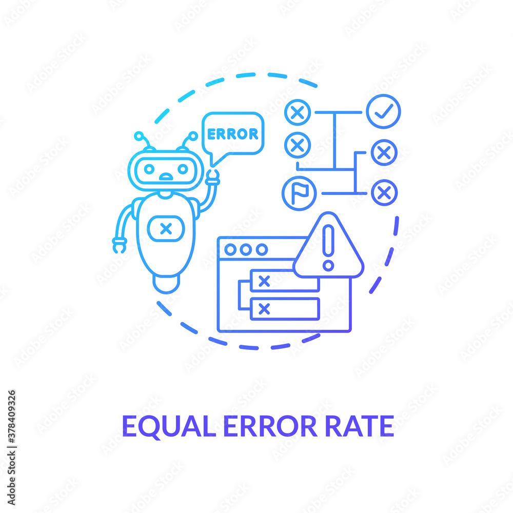 Equal error rate concept icon. Digital biometrics system troubles. Biometric system performance analysis ideas idea thin line illustration. Vector isolated outline RGB color drawing