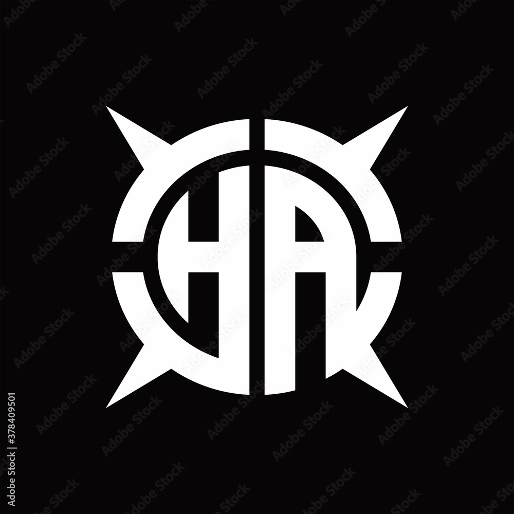 HA Logo monogram with four pieces circle slice design template HA Logo monogram with four pieces circle slice design template