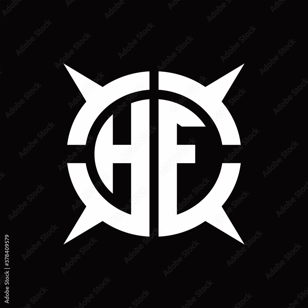 HF Logo monogram with four pieces circle slice design template HF Logo monogram with four pieces circle slice design template
