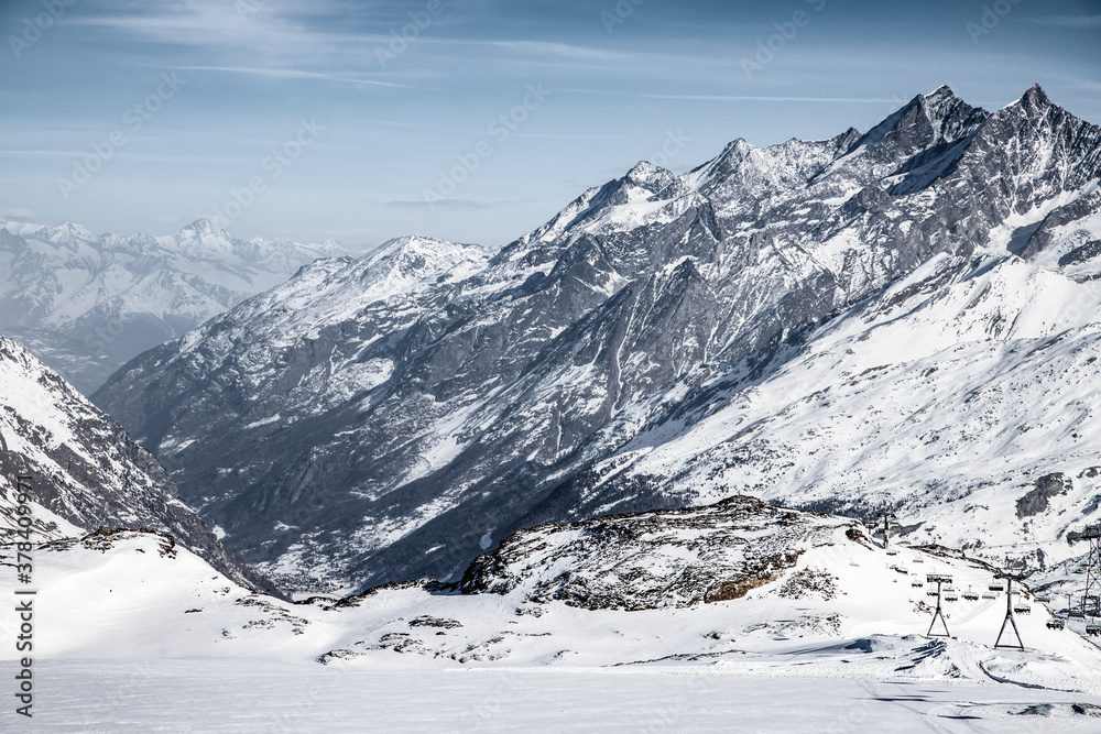 amazing winter landscape in the Swiss Alps Matterhorn