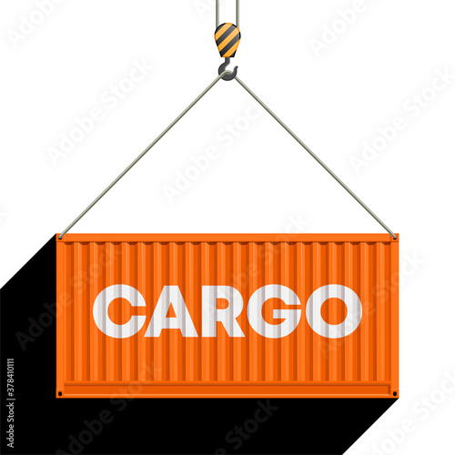 Flat side view shipping cargo 20 foot container delivery. Large metal 20 ft containers for transportation. Delivery of cargo shipping. illustration