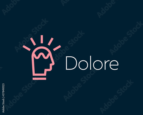 Human head bulb lamp logo vector. Creative idea, mind, nonstandard thinking sign symbol logotype. Isolated on dark background.