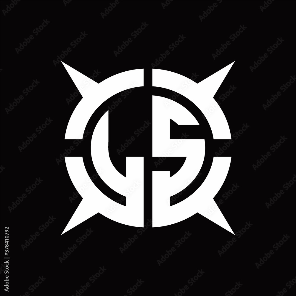 LS Logo monogram with four pieces circle slice design template LS Logo monogram with four pieces circle slice design template