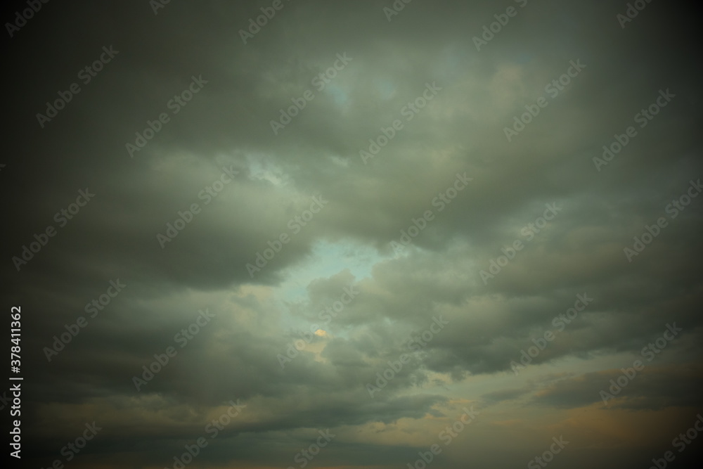 Gray cloudy sky as background. Dramatic sky.