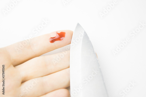 Bleeding from a knife-cut finger