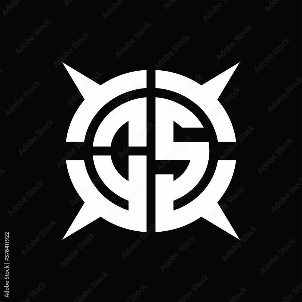 OS Logo monogram with four pieces circle slice design template OS Logo monogram with four pieces circle slice design template