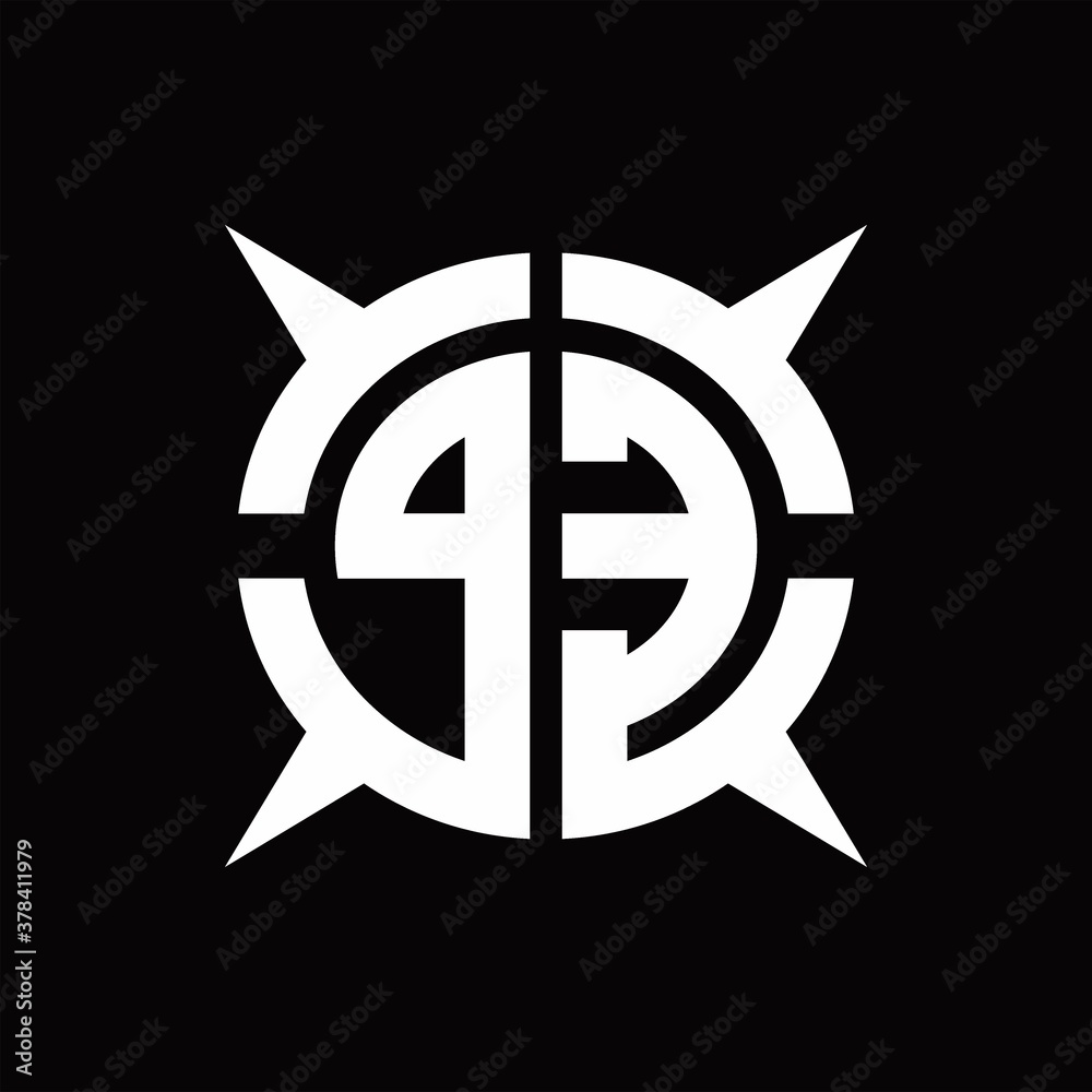 PE Logo monogram with four pieces circle slice design template PE Logo monogram with four pieces circle slice design template