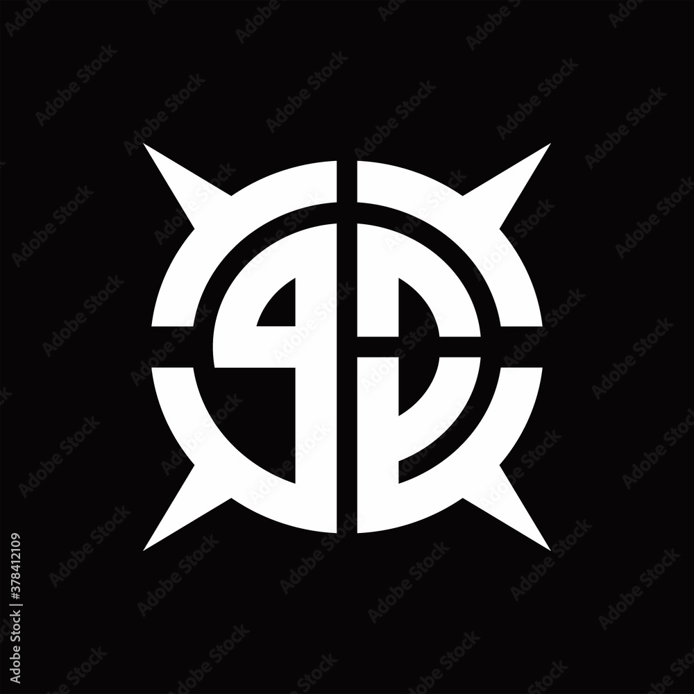 PO Logo monogram with four pieces circle slice design template PO Logo monogram with four pieces circle slice design template