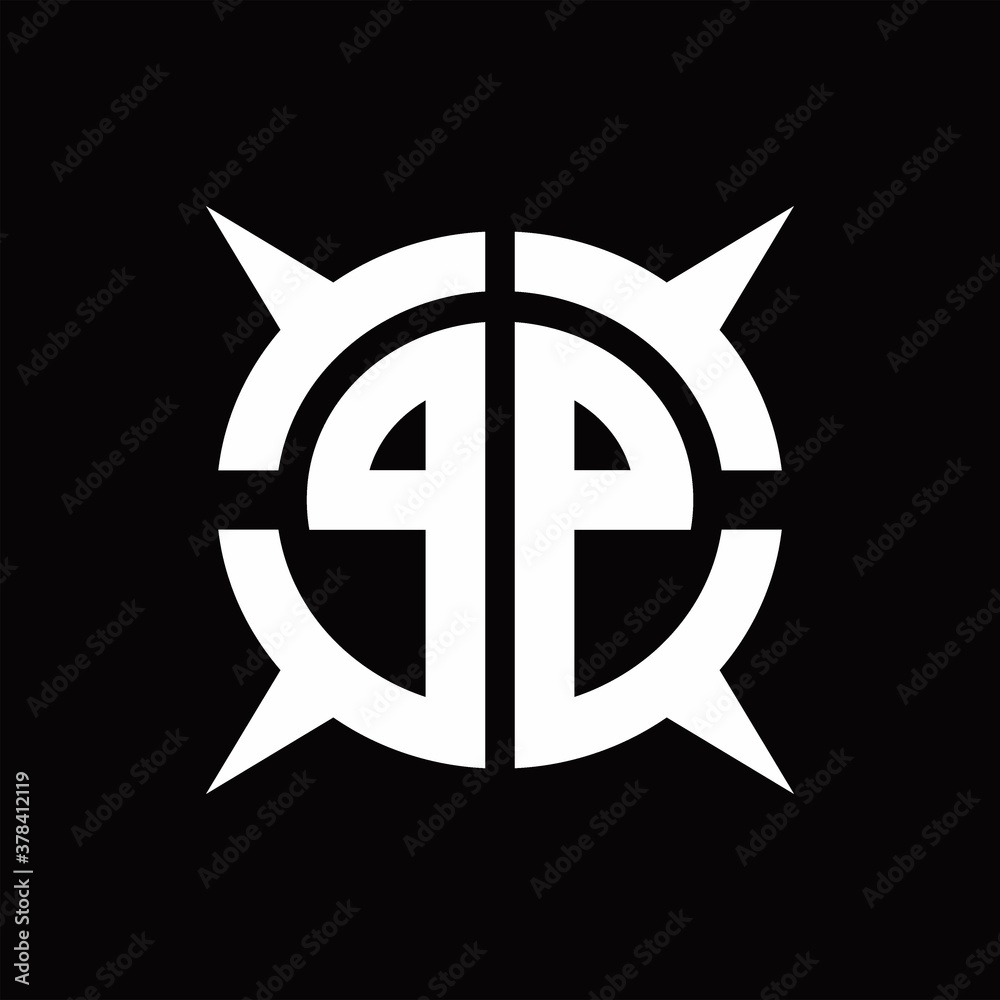 PP Logo monogram with four pieces circle slice design template
