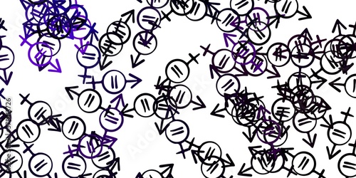 Light Purple vector pattern with feminism elements.