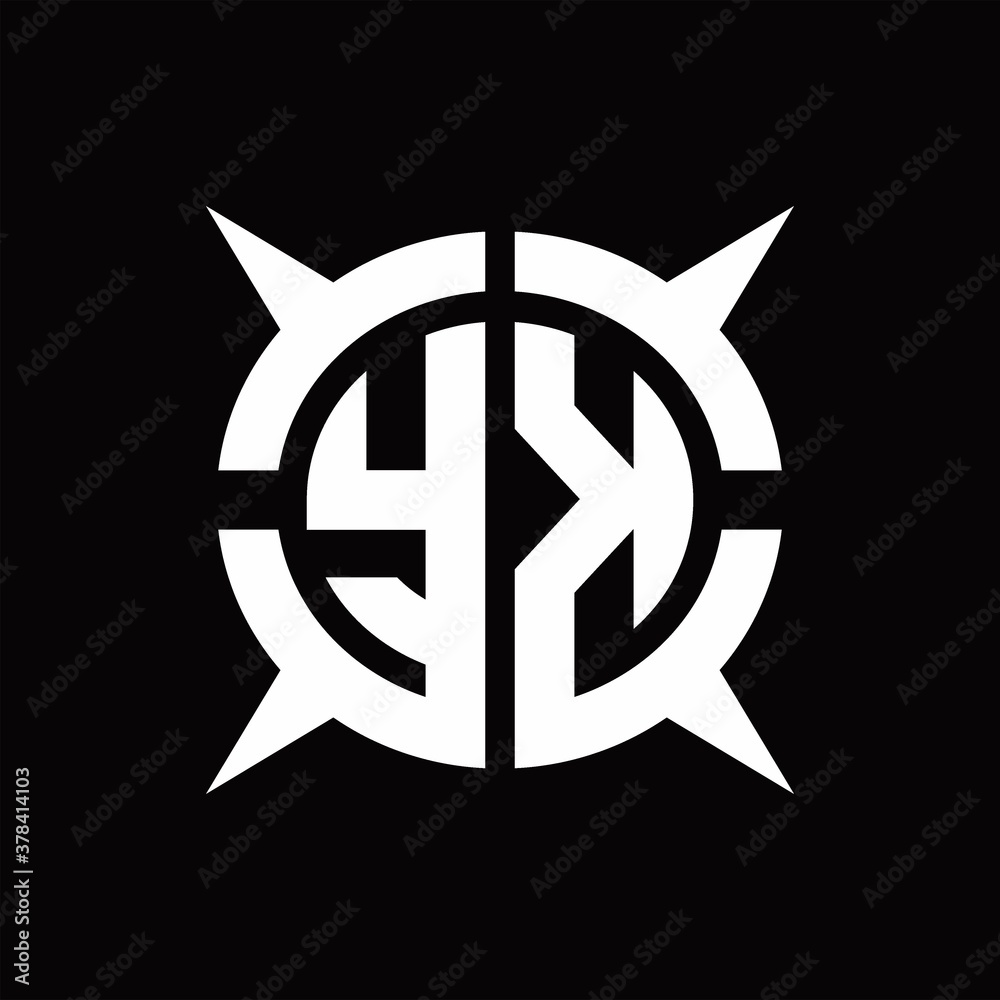 YK Logo monogram with four pieces circle slice design template YK Logo monogram with four pieces circle slice design template