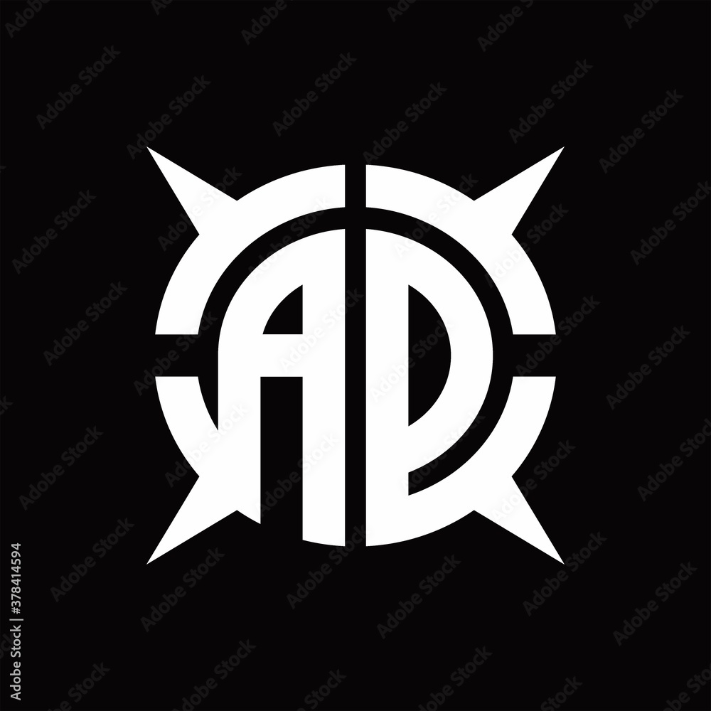 AD Logo monogram with four pieces circle slice design template AD Logo monogram with four pieces circle slice design template
