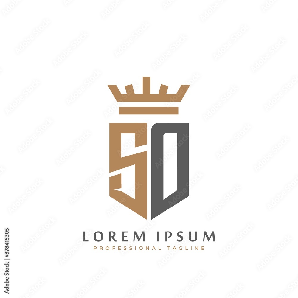 Premium So Monogram Of Two Letters S O Elegant Gold Shield Initials And Crown Geometric Old Retro Graphic Logo Design Alphabet Vector Elements Stock Illustration Stock Vector Adobe Stock